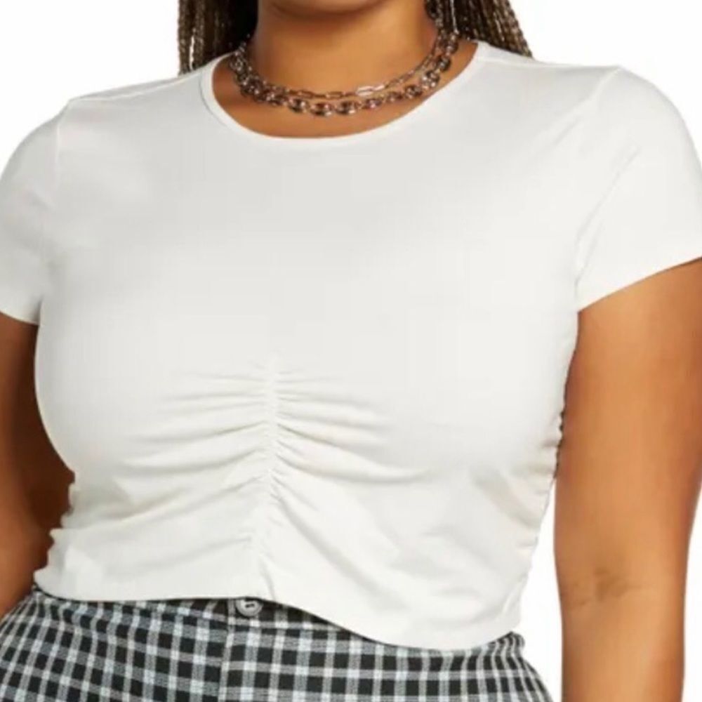 BP Women’s Top Crop T Shirt Ruched  Organic Cotton Plus Size 2X 3X NWT